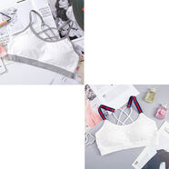 哚芊姿美背運動(dòng)內衣女學(xué)生韓版少女高中生初中生裹胸罩無(wú)鋼圈小背心內穿 灰邊白色+彩帶白色【二件裝】 均碼 【80-120】斤