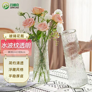 呂姆克花瓶玻璃透明花瓶大號擺件花器租房玄關臥室干花插花瓶高30CM5067