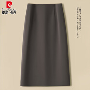 皮爾卡丹（pierre cardin）黑色a字半身裙女秋冬季2025新款高腰感開叉直筒包臀毛呢裙子 咖色- 4XL 32