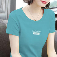 尚濤t恤女短袖2023夏季女裝新款韓版中年女裝百搭時(shí)尚體恤上衣打底衫 湖藍色 2XL 建議120-130斤