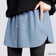 紐菲奧納屁簾女牛仔藍秋季下擺鯊魚(yú)疊穿打底神器遮屁股休閑百搭防走光短裙 淺牛仔藍【紐扣款】 XL 115-145斤