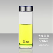 希諾（HEENOOR）玻璃杯單層加厚車(chē)載便攜水杯帶蓋男女士透明泡茶杯子 6056深藍