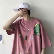 嘉曄短袖男t恤加肥加大碼潮流牌寬松ins胖子百搭港風(fēng)夏季運(yùn)動(dòng)半袖衣服 T984玫紅色 XL