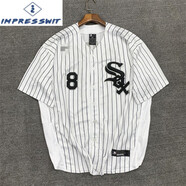 IMPRESSWIT冰球服歐美潮嘻哈街舞寬松加肥加大碼夏季短袖T恤棒球服運動(dòng)上衣 40/M尺寸偏大-白色