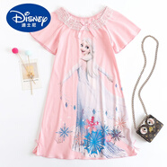 迪士尼（Disney）冰雪奇緣女童睡裙純棉短袖兒童睡衣愛(ài)莎公主艾莎女孩寶寶2024夏季 2709粉紅色 冰雪2愛(ài)莎公主 110cm