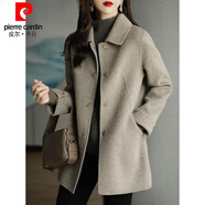 皮爾卡丹（pierre cardin）短外套女秋冬新款韓版時(shí)尚小個(gè)子休閑顯瘦百搭毛呢大衣外套女上衣 奶燕麥 3XL