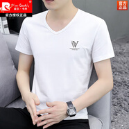 皮爾卡丹（pierre cardin）純棉短袖v領(lǐng)t恤男潮流上衣雞心領(lǐng)韓版男裝修身小領(lǐng)體恤時(shí)尚v字領(lǐng) 白色 3033 M 建議95-115斤