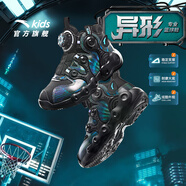 安踏兒童運動(dòng)鞋男小童籃球鞋秋季新款網(wǎng)面旋鈕扣防滑耐磨異形球鞋 黑-5 31碼