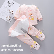 新生嬰兒衣服冬天加厚分體套裝03月秋冬季初生寶寶包腳棉服和尚服 【軟糯加厚】櫻花粉 52cm 6-10斤寶寶