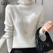 拉夏貝爾（La Chapelle）秋冬純色羊毛毛衣堆堆高領(lǐng)打底衫修身內(nèi)搭羊毛衫女加厚 純100自動(dòng)發(fā)熱白色 純100自動(dòng)發(fā)熱均碼 80-135