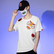 天龍致尊（Denon supreme）短袖T恤男女潮牌夏季中國風(fēng)半袖民族風(fēng)印花短袖T恤衫 694白色 L
