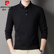 皮爾卡丹（pierre cardin）長袖t恤男士春秋裝上衣商務(wù)休閑打底體恤衫中青年潮流翻領(lǐng)polo衫