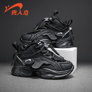 貴人鳥(niǎo)童鞋女孩春款網(wǎng)面老爹鞋女童運動(dòng)鞋休閑男兒童透氣中大童跑步鞋 黑色（棉鞋） 28碼