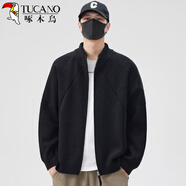 啄木鳥(niǎo)（TUCANO）針織開(kāi)衫毛衣男秋冬季2025新款潮流帥氣純色百搭休閑寬松男士外套 黑色 厚款 L (120-140斤)