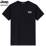 JEEP SPIRIT吉普短袖t恤男夏季新款上衣半袖打底衫體恤休閑T恤男裝圓領(lǐng)短t 9010款黑色 3XL