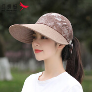 紅蜻蜓 帽子女夏遮陽(yáng)涼帽防紫外線(xiàn)太陽(yáng)帽大沿時(shí)尚空頂帽防曬騎車(chē)遮陽(yáng)帽 款式一 15CM大檐