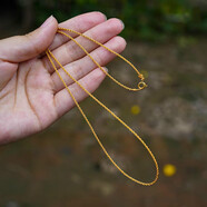 夢(mèng)逸橫穿特細(xì)金線(xiàn)銀吊墜掛繩及項(xiàng)鏈繩金翡翠玉石鎖骨鏈女脖掛件配繩 金色0.5mm粗 約45cm