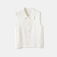 溫萊蔓莎配西服的無(wú)袖襯衫女內(nèi)搭疊穿神器領(lǐng)針織背心羊毛打底衫翻領(lǐng)坎肩 白色 M