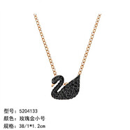 QUAMER金店款大小漸變香檳天鵝項鏈世奇輕奢水晶吊墜鎖骨鏈女友 鍍玫瑰金鏈子黑天鵝(小)