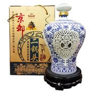 京都60度鏤空大青花白酒清香型純糧白酒禮盒裝2500ml*1瓶禮盒裝 60度 2.5L 1瓶