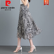皮爾卡丹（pierre cardin）印花半身裙女2025夏季新款雪紡中長款a字裙大尺碼高腰顯瘦遮胯舞 J15氣質(zhì)圖騰 L 腰圍：2.2-2.3尺