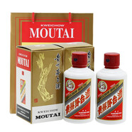 茅臺（MOUTAI）【飛天茅臺】貴州茅臺酒 茅臺飛天 53度飛天茅臺酒 醬香型白酒 53度 100mL 2瓶 （茅臺小瓶）含禮袋
