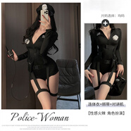 SOKGUIN朱迪兔子警官cos服成人女警連體衣衣服服裝制服套裝漫展 黑套裝+道具對講機 均碼 (80-120)