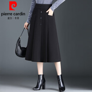 皮爾卡丹（pierre cardin）高腰字百褶裙女2025秋冬新款洋氣半身裙子中長款遮胯顯瘦傘裙針 黑色【毛呢秋冬款】 M (95~109斤左右)