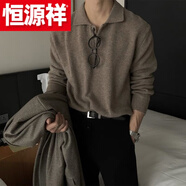 恒源祥（HYX）潮流新款韓國男裝翻領(lǐng)毛衣男設(shè)計(jì)師polo領(lǐng)親膚寬松針織衫 高檔品牌特價(jià)斷碼2583# 咖啡色 高檔品牌特價(jià)斷碼M