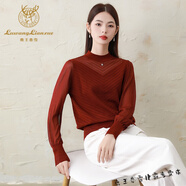 鹿王戀雪羊毛針織衫女2025秋新款半高領(lǐng)小眾減齡洋氣淑女內(nèi)搭打底毛衣上衣 安哥拉紅 M