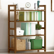 竹藝佳（ZHUYIJIA）收納儲物架客廳臥室落地楠竹多層置物架可放書(shū)雜物架層架家用架子 茶色全板-四層70cm置物架