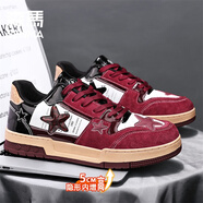 森馬（Senma）板鞋男夏季運(yùn)動鞋男國潮牌軟底2025夏季款低幫板鞋厚底增高星星鞋 酒紅色增高款 42