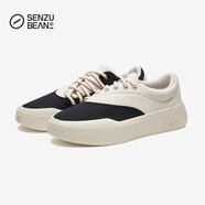 SENZU BEAN Slant era仙豆板鞋SZB休閑鞋黑白撞色平底低幫男鞋潮 黑/白 41