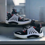 李寧（LI-NING）CBA男子音速7籃球鞋運動鞋 ABAP033-1冷檀黑/乳白色 43