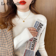 拉夏貝爾（La Chapelle）針織打底衫女秋冬洋氣百搭溫柔風(fēng)修身內搭薄款上衣半高領(lǐng)毛衣 純100自動(dòng)發(fā)熱白色 純100自動(dòng)發(fā)熱均碼版面料