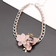 夢(mèng)君宸配飾短款項鏈女時(shí)尚氣質(zhì)鎖骨鏈花朵衣服掛件襯衣裝飾品 階梯粉色