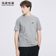 馬克華菲【透氣云感棉】短袖T恤男2025夏季新款刺繡百搭休閑純棉圓領(lǐng)上衣 淺花灰色024 S (165)