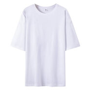 嗨森主義重磅純棉短袖t恤男夏季新款美式復(fù)古潮牌流寬松半袖體恤高街衣服 白色 S