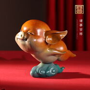 榮芙小飛豬銅擺件客廳辦公室可愛生肖吉祥物工藝品喬遷開業(yè)生日禮品 小飛豬-苕榮（長11.5*寬9*高10）