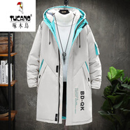 啄木鳥（TUCANO）時尚羽棉絨服男中長款冬季加長加厚外套2025新款潮流修身中青年 9568超厚版米黃色人造棉升級款 4XL