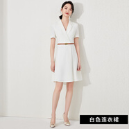 艾尚臣白色職業(yè)連衣裙女2025夏季修身短袖高級感演講比賽正式場合西裝裙 白色連衣裙 L