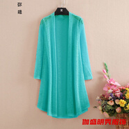 口旋女士開(kāi)衫外套針織衫薄款中長(cháng)款開(kāi)衫女士冰絲網(wǎng)紗針織衫女外搭開(kāi)衫 湖藍色 5XL 【建議150斤-165斤】