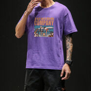 嘉曄（JIAYE）短袖T恤衫男新款夏季潮流上班衣服圓領(lǐng)寬松短袖t恤衫潮男打底衫 紫色 M