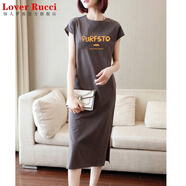 LOVER RUCCI法國(guó)純棉女裝長(zhǎng)款過(guò)膝連衣裙韓版寬松顯瘦無(wú)袖t恤女2025夏季新款 PURFSTO-石墨灰 L 110-125斤】