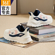361°女鞋運動(dòng)鞋女2025秋季新款皮面保暖跑步鞋子輕便防水休閑鞋老爹鞋 【皮面】羽毛白/淡桃粉 40