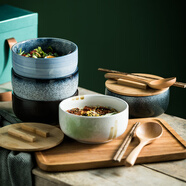 慕一琳日式泡面碗帶蓋陶瓷大號容量飯碗家用吃拉面湯碗學(xué)生宿舍個(gè)人專(zhuān)用 藏藍-6“泡面碗【帶蓋+筷】