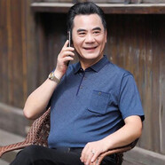 暢印 爸爸短袖t恤40-50歲中老年人半袖打底衫T恤衫夏裝中年男士冰絲衣服爺爺 dx-886藏藍(lán)色 L-170-建議120-135斤