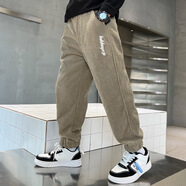 山鷗2025秋冬新款童裝男童褲子中大童寬松休閑運動(dòng)褲兒童秋裝衛褲YJR K15春秋款卡其 120 建議身高110厘米