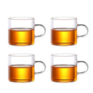 陶臣（TAOCHEN）耐高溫加厚玻璃品茗杯子 手工功夫茶具品茶杯花茶杯 帶把直美杯120ML 4個(gè)裝