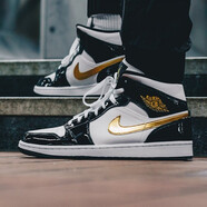 耐克（NIKE）運動鞋男鞋秋季新款A(yù)irJordan1MidAJ1經(jīng)典中幫百搭緩震舒適籃球鞋 852542-007 黑金腳趾 40